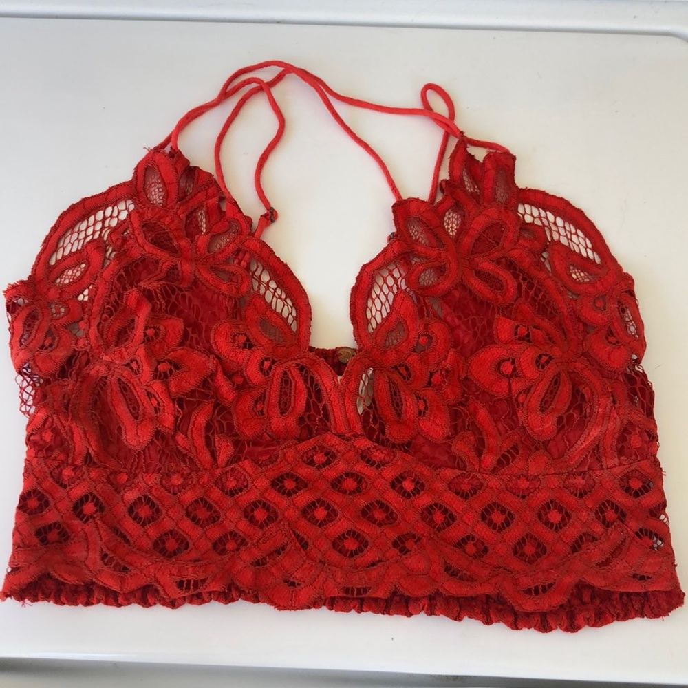 Red free people lace bralette